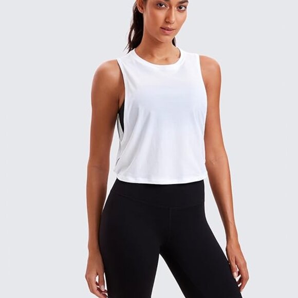 CRZ YOGA Pima Cotton Cropped Tank Top - Picture 1 of 9